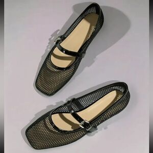 NEW Black Mesh Mary Jane Flats